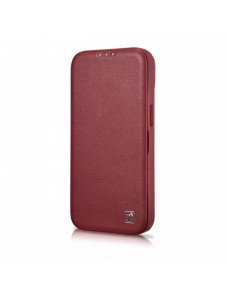 iCarer CE Premium Leather Folio Fodral iPhone 14 Plus Magnetic Flip Leather Folio Fodral MagSafe Röd (WMI14220715-RD)