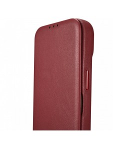 iCarer CE Premium Leather Folio Fodral iPhone 14 Plus Magnetic Flip Leather Folio Fodral MagSafe Röd (WMI14220715-RD)