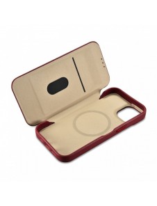 iCarer CE Premium Leather Folio Fodral iPhone 14 Plus Magnetic Flip Leather Folio Fodral MagSafe Röd (WMI14220715-RD)