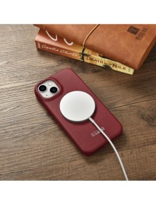iCarer CE Premium Leather Folio Fodral iPhone 14 Plus Magnetic Flip Leather Folio Fodral MagSafe Röd (WMI14220715-RD)