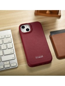 iCarer CE Premium Leather Folio Fodral iPhone 14 Plus Magnetic Flip Leather Folio Fodral MagSafe Röd (WMI14220715-RD)