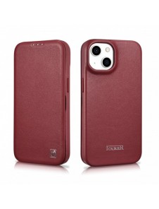 iCarer CE Premium Leather Folio Fodral iPhone 14 Plus Magnetic Flip Leather Folio Fodral MagSafe Röd (WMI14220715-RD)