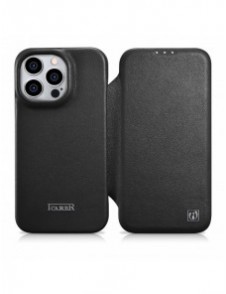 iCarer CE Premium Leather Folio Fodral iPhone 14 Pro Magnetic Flip Leather Folio Fodral MagSafe svart (WMI14220714-BK)