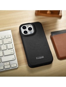 iCarer CE Premium Leather Folio Fodral iPhone 14 Pro Magnetic Flip Leather Folio Fodral MagSafe svart (WMI14220714-BK)