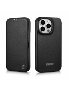 iCarer CE Premium Leather Folio Fodral iPhone 14 Pro Magnetic Flip Leather Folio Fodral MagSafe svart (WMI14220714-BK)