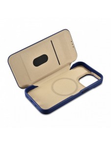 iCarer CE Premium Leather Folio Case iPhone 14 Pro Magnetic Flip Leather Folio Case MagSafe Blue (WMI14220714-BU)