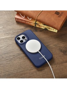 iCarer CE Premium Leather Folio Case iPhone 14 Pro Magnetic Flip Leather Folio Case MagSafe Blue (WMI14220714-BU)