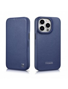 iCarer CE Premium Leather Folio Case iPhone 14 Pro Magnetic Flip Leather Folio Case MagSafe Blue (WMI14220714-BU)