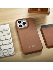 iCarer CE Premium Leather Folio Fodral iPhone 14 Pro Magnetic Flip Leather Folio Fodral MagSafe brun (WMI14220714-BN)