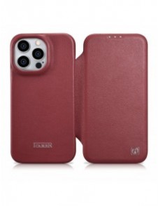 iCarer CE Premium Leather Folio Fodral iPhone 14 Pro Magnetic Flip Leather Folio Fodral MagSafe Röd (WMI14220714-RD)