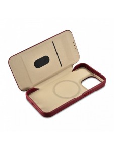 iCarer CE Premium Leather Folio Fodral iPhone 14 Pro Magnetic Flip Leather Folio Fodral MagSafe Röd (WMI14220714-RD)