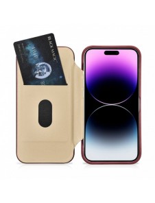 iCarer CE Premium Leather Folio Fodral iPhone 14 Pro Magnetic Flip Leather Folio Fodral MagSafe Röd (WMI14220714-RD)
