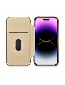 iCarer CE Premium Leather Folio Case iPhone 14 Pro Max Magnetic Flip Cover MagSafe Röd (WMI14220716-RD)