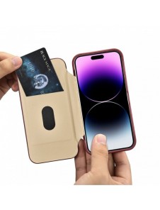 iCarer CE Premium Leather Folio Case iPhone 14 Pro Max Magnetic Flip Cover MagSafe Röd (WMI14220716-RD)