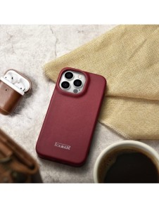 iCarer CE Premium Leather Folio Case iPhone 14 Pro Max Magnetic Flip Cover MagSafe Röd (WMI14220716-RD)