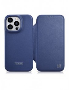 iCarer CE Premium Leather Folio Case iPhone 14 Pro Max Magnetic Flip Leather Folio Case MagSafe Blue (WMI14220716-BU)