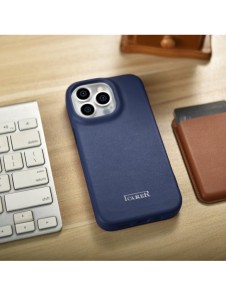 iCarer CE Premium Leather Folio Case iPhone 14 Pro Max Magnetic Flip Leather Folio Case MagSafe Blue (WMI14220716-BU)