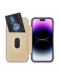 iCarer CE Premium Leather Folio Case iPhone 14 Pro Max Magnetic Flip Leather Folio Case MagSafe Blue (WMI14220716-BU)