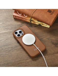 iCarer CE Premium Leather Folio Case iPhone 14 Pro Max Magnetic Flip Leather Folio Case MagSafe Brown (WMI14220716-BN)