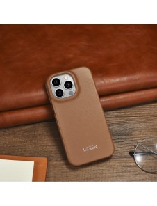 iCarer CE Premium Leather Folio Case iPhone 14 Pro Max Magnetic Flip Leather Folio Case MagSafe Brown (WMI14220716-BN)