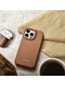 iCarer CE Premium Leather Folio Case iPhone 14 Pro Max Magnetic Flip Leather Folio Case MagSafe Brown (WMI14220716-BN)