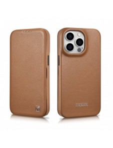 iCarer CE Premium Leather Folio Case iPhone 14 Pro Max Magnetic Flip Leather Folio Case MagSafe Brown (WMI14220716-BN)