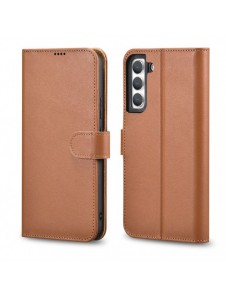 iCarer Haitang Läderplånboksfodral Läderfodral för Samsung Galaxy S22 + (S22 Plus) Plånboksfodral Brun (AKSM05BN)