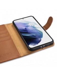 iCarer Haitang Läderplånboksfodral Läderfodral för Samsung Galaxy S22 + (S22 Plus) Plånboksfodral Brun (AKSM05BN)