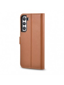 iCarer Haitang Läderplånboksfodral Läderfodral för Samsung Galaxy S22 + (S22 Plus) Plånboksfodral Brun (AKSM05BN)