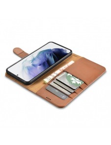 iCarer Haitang Läderplånboksfodral Läderfodral för Samsung Galaxy S22 + (S22 Plus) Plånboksfodral Brun (AKSM05BN)