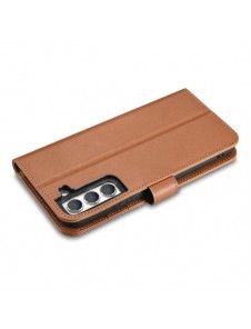 iCarer Haitang Läderplånboksfodral Läderfodral för Samsung Galaxy S22 + (S22 Plus) Plånboksfodral Brun (AKSM05BN)