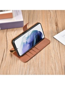iCarer Haitang Läderplånboksfodral Läderfodral för Samsung Galaxy S22 + (S22 Plus) Plånboksfodral Brun (AKSM05BN)