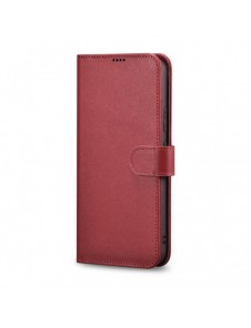 iCarer Haitang Läderplånboksfodral Läderfodral för Samsung Galaxy S22 + (S22 Plus) Plånboksfodral Röd (AKSM05RD)
