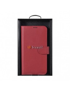 iCarer Haitang Läderplånboksfodral Läderfodral för Samsung Galaxy S22 + (S22 Plus) Plånboksfodral Röd (AKSM05RD)