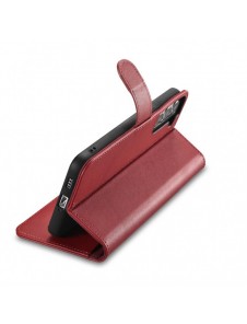 iCarer Haitang Läderplånboksfodral Läderfodral för Samsung Galaxy S22 + (S22 Plus) Plånboksfodral Röd (AKSM05RD)