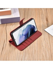 iCarer Haitang Läderplånboksfodral Läderfodral för Samsung Galaxy S22 + (S22 Plus) Plånboksfodral Röd (AKSM05RD)