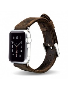 iCarer Läder Crazy Horse-armband i äkta läder för Klocka 3 38mm / Klocka 2 38mm / Klocka 1 38mm brun (RIW115-BNďĽ38ďĽ‰)