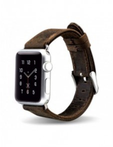 iCarer Läder Crazy Horse-armband i äkta läder för Klocka 3 38mm / Klocka 2 38mm / Klocka 1 38mm brun (RIW115-BNďĽ38ďĽ‰)