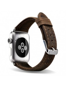iCarer Läder Crazy Horse-armband i äkta läder för Klocka 3 38mm / Klocka 2 38mm / Klocka 1 38mm brun (RIW115-BNďĽ38ďĽ‰)