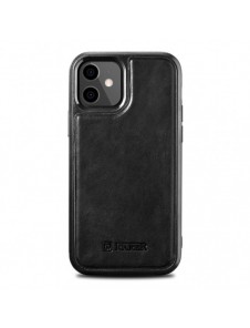 iCarer Leather Oil Wax fodral täckt med naturligt läder för iPhone 12 mini svart (ALI1204-BK)