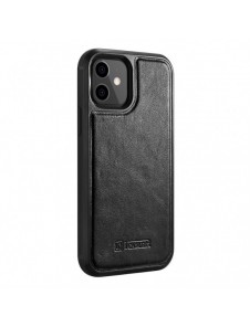iCarer Leather Oil Wax fodral täckt med naturligt läder för iPhone 12 mini svart (ALI1204-BK)