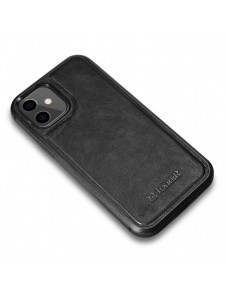 iCarer Leather Oil Wax fodral täckt med naturligt läder för iPhone 12 mini svart (ALI1204-BK)