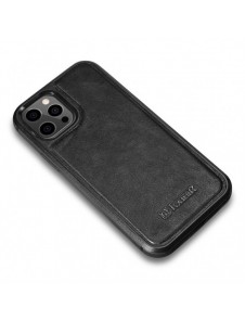 iCarer Leather Oil Wax fodral täckt med naturligt läder för iPhone 12 Pro Max svart (ALI1206-BK)