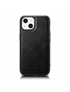 iCarer Leather Oil Wax fodral täckt med naturligt läder för iPhone 14 Plus svart (WMI14220719-BK)