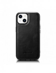 iCarer Leather Oil Wax fodral täckt med naturligt läder för iPhone 14 Plus svart (WMI14220719-BK)