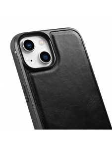 iCarer Leather Oil Wax fodral täckt med naturligt läder för iPhone 14 Plus svart (WMI14220719-BK)