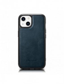 iCarer Leather Oil Wax fodral täckt med naturligt läder för iPhone 14 Plus blå (WMI14220719-BU)