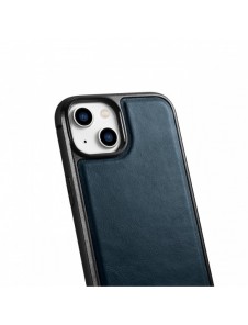iCarer Leather Oil Wax fodral täckt med naturligt läder för iPhone 14 Plus blå (WMI14220719-BU)