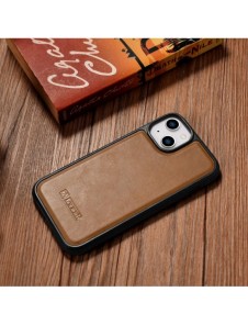 iCarer Leather Oil Wax-fodral täckt med naturligt läder för iPhone 14 Plus brun (WMI14220719-TN)