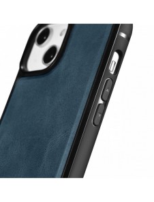 iCarer Leather Oil Wax-fodral täckt med naturligt läder för iPhone 14 Pro blå (WMI14220718-BU)